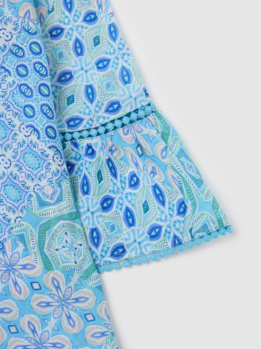 Women's Short Dress in Multicoloured Pure Cotton_5
