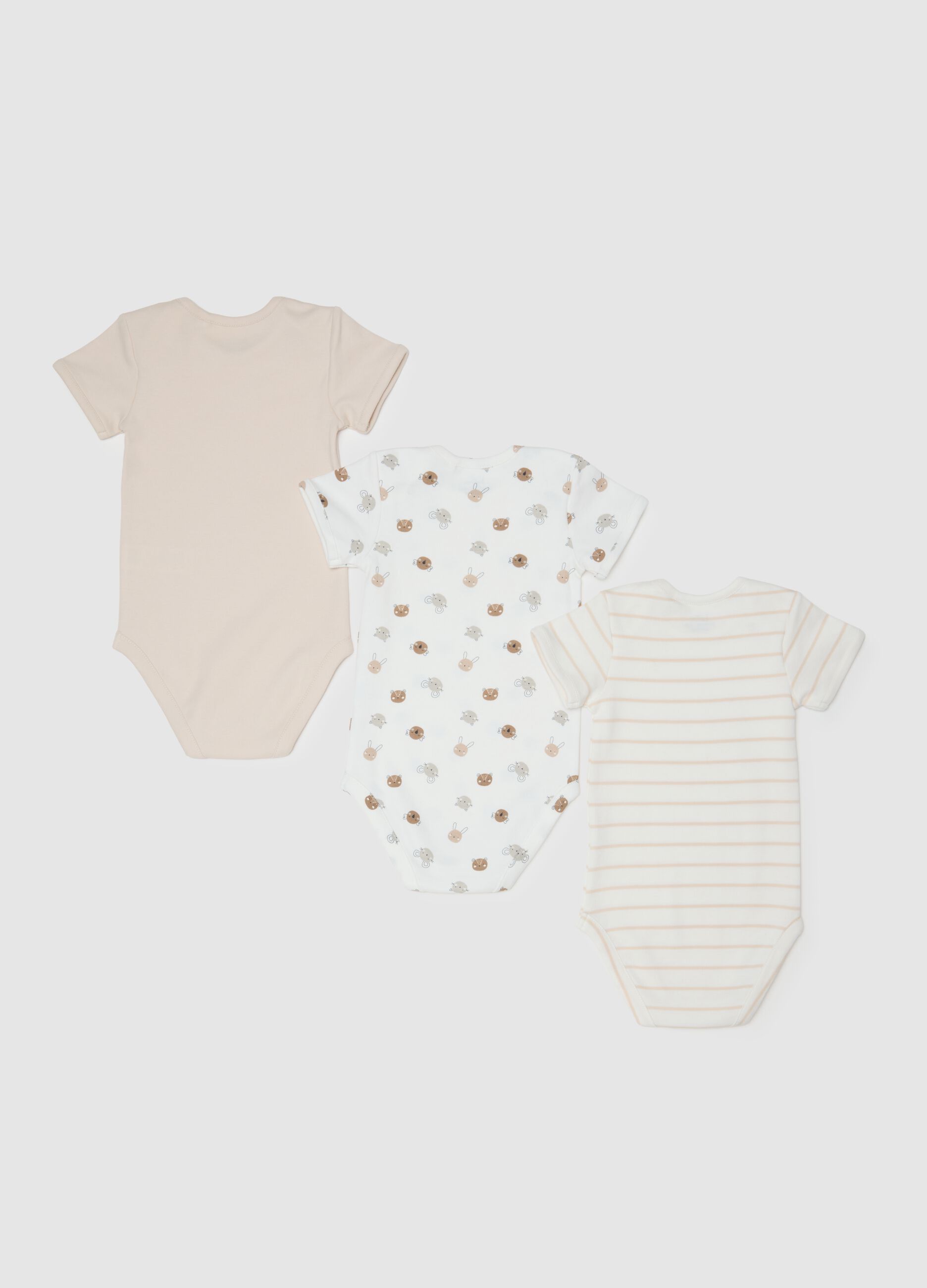 Multicoloured pure cotton baby bodysuit with collar
