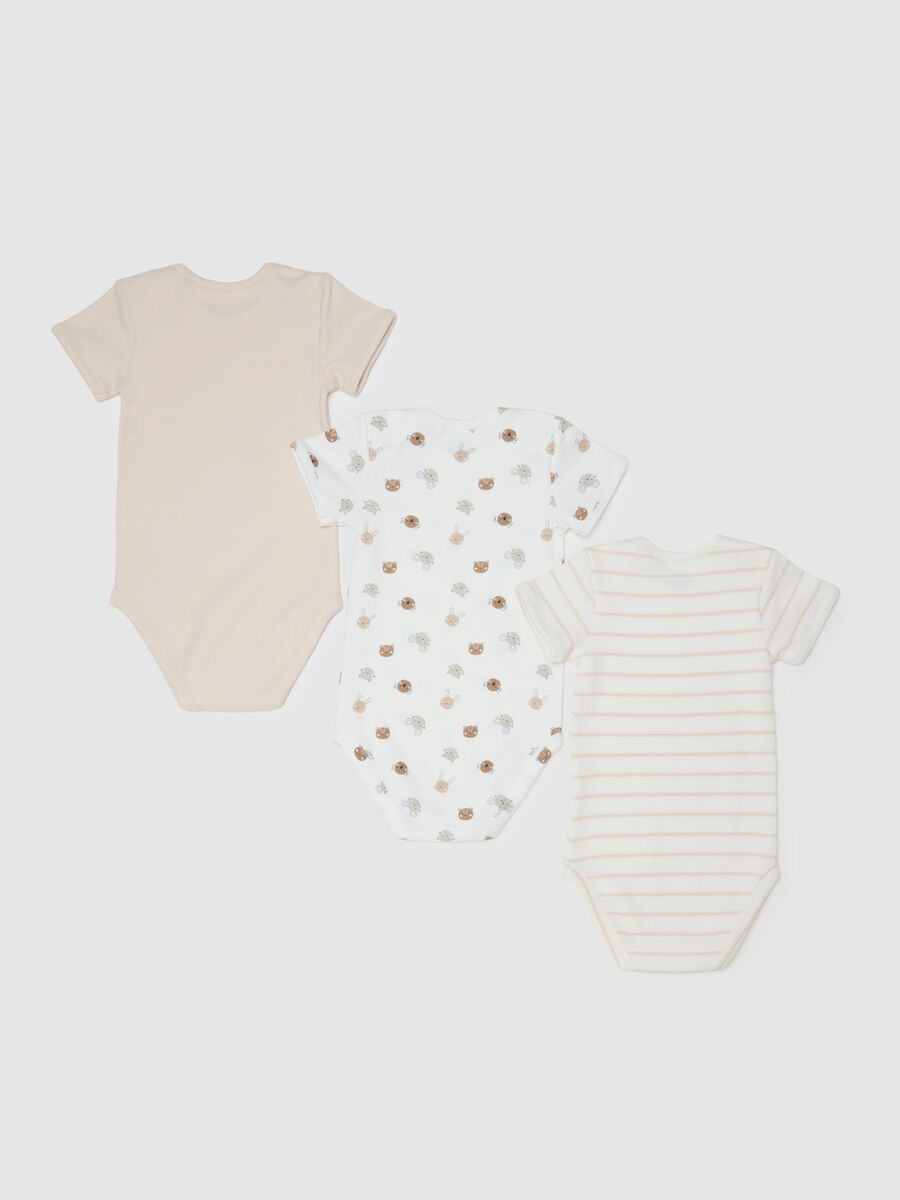 Multicoloured pure cotton baby bodysuit with collar_1