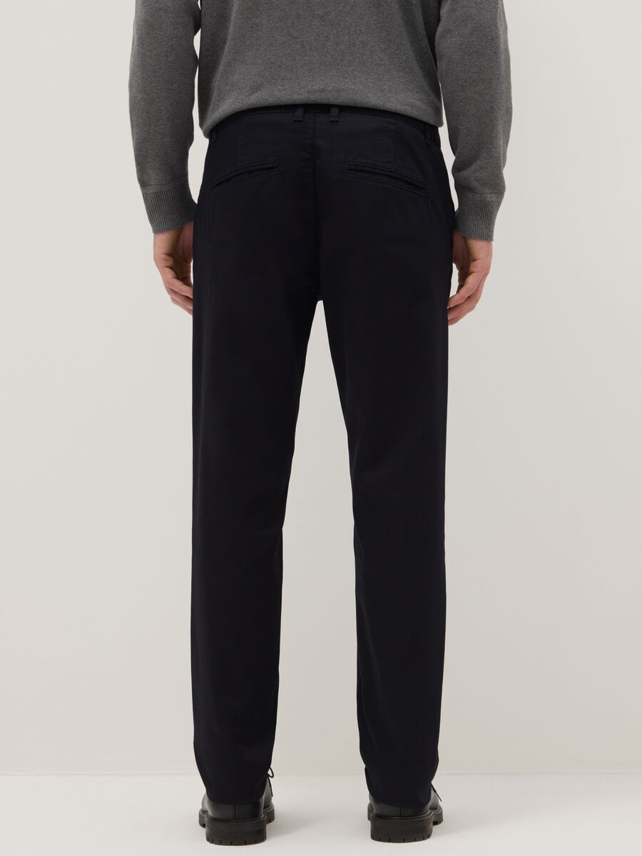 Black Stretch Cotton Slim Fit Chino Trousers_3