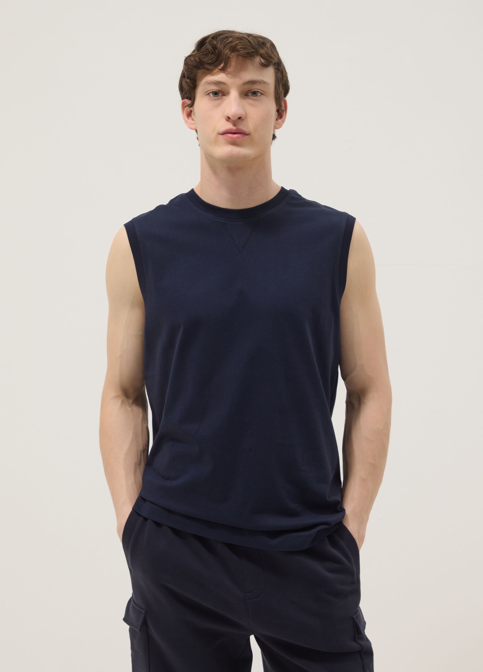 Blue pure cotton vest