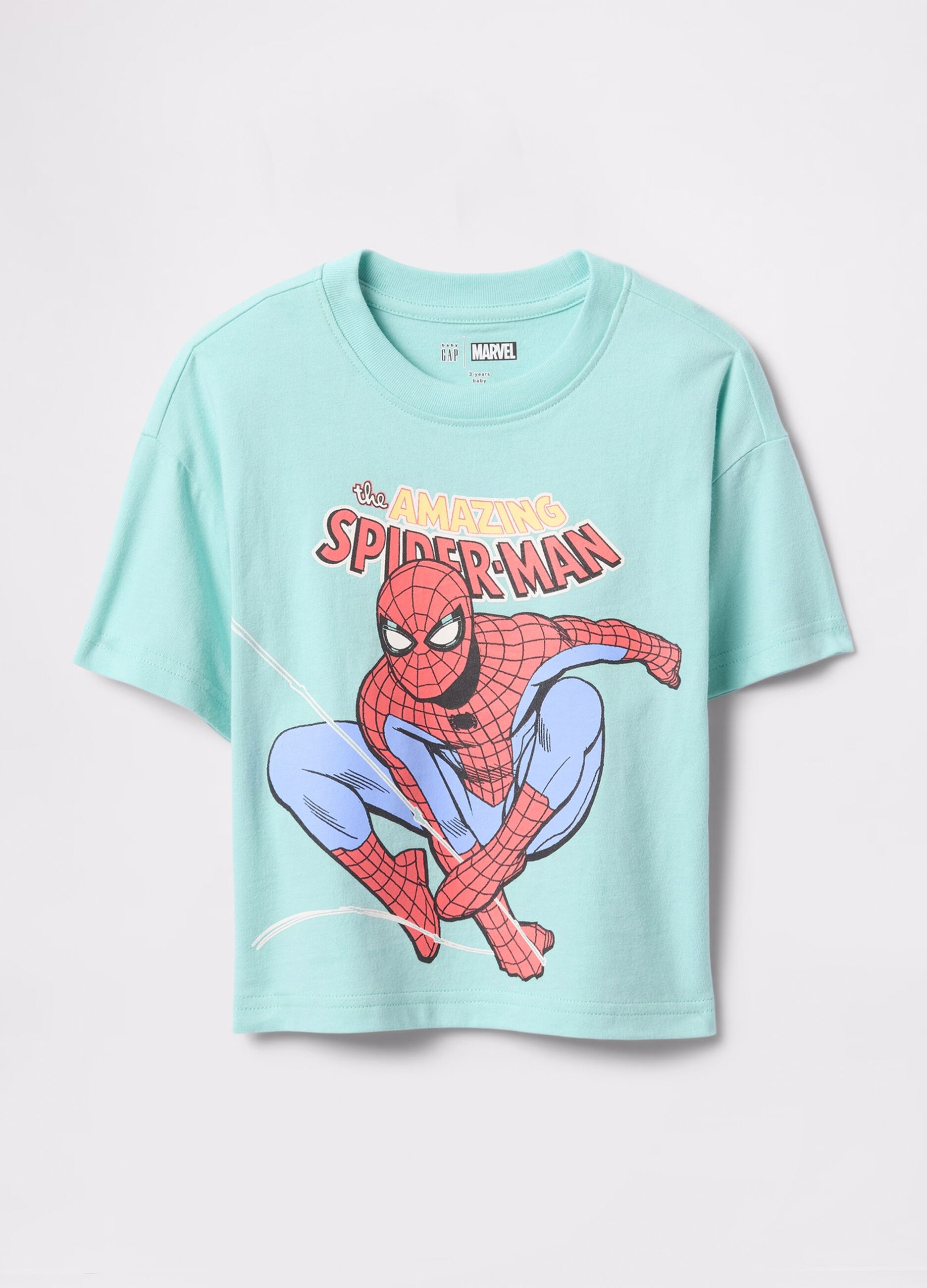 Light blue cotton T-shirt with Spider-Man print
