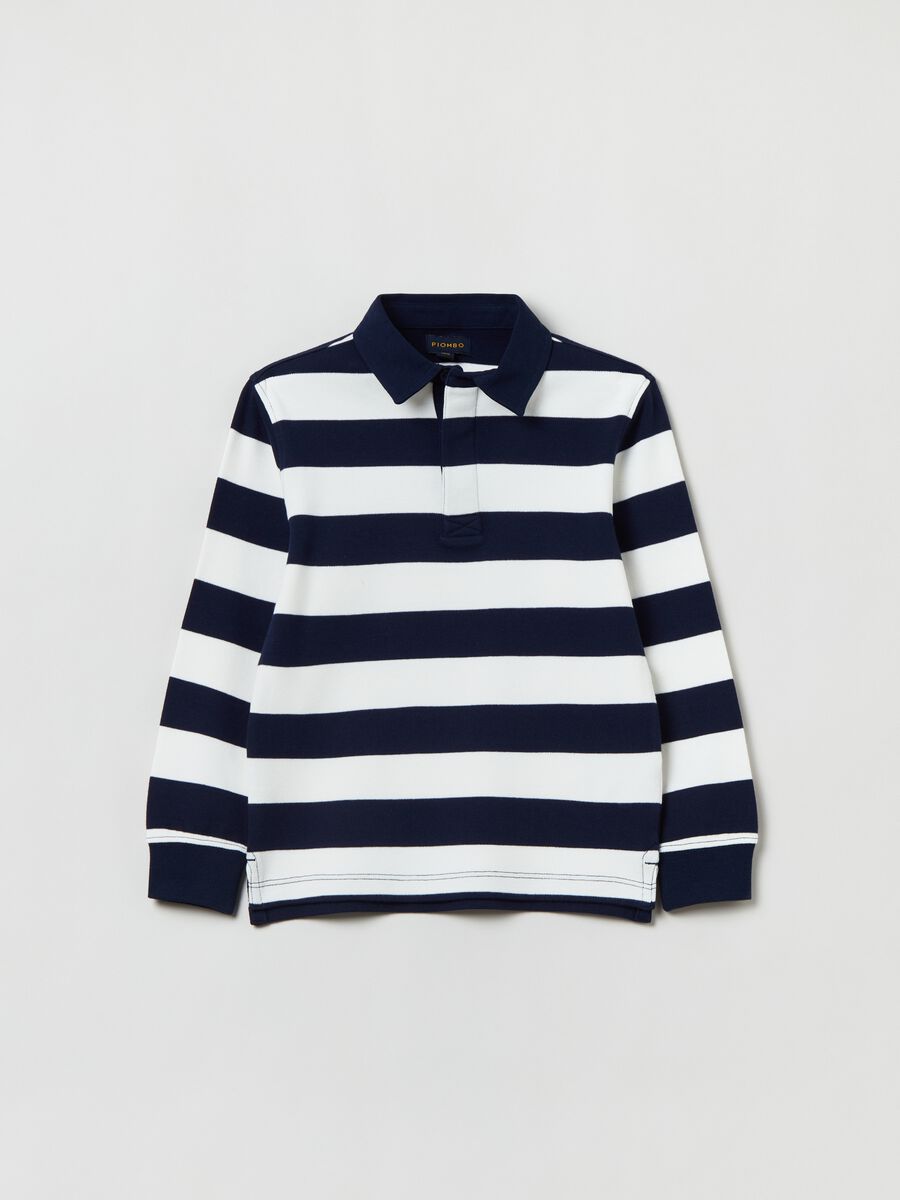 Polo in cotone con fantasia a righe_3