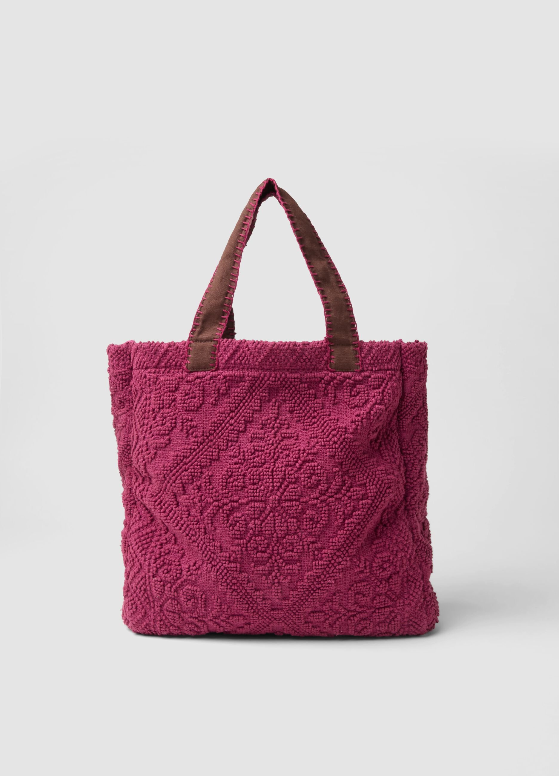 Pink cotton-blend bag with raised textured finish