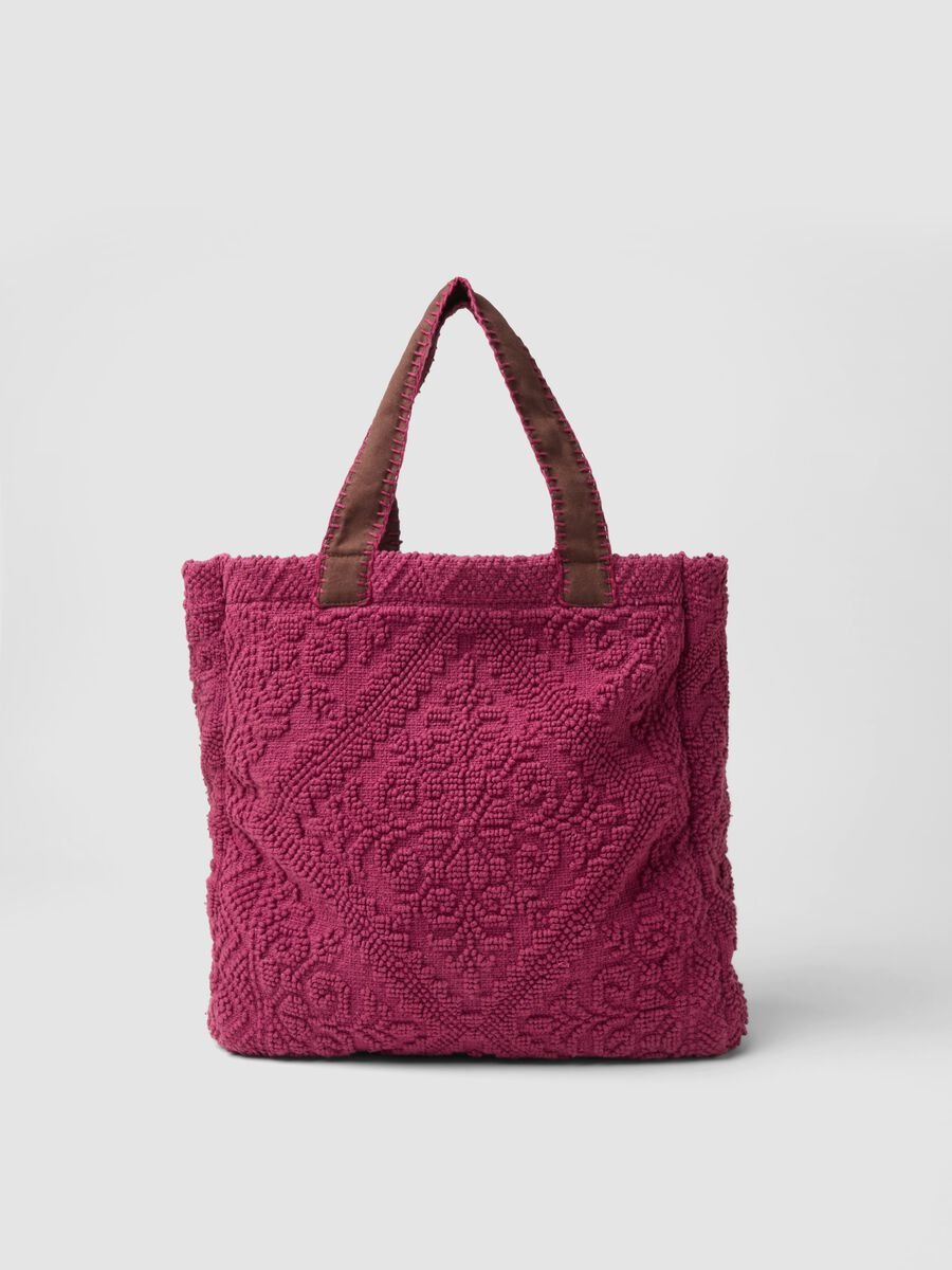 Pink cotton-blend bag with raised textured finish_2