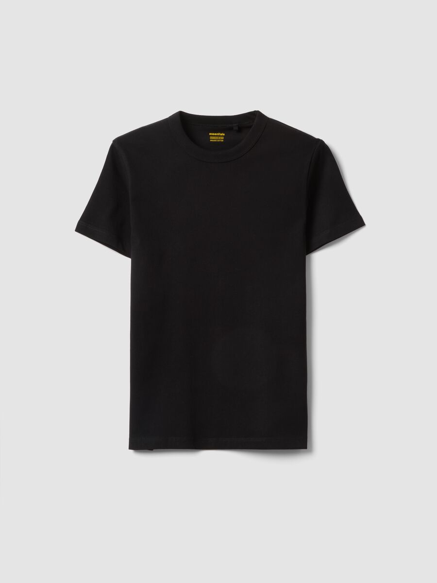 T-shirt in puro cotone nero da ragazzo regular fit_0