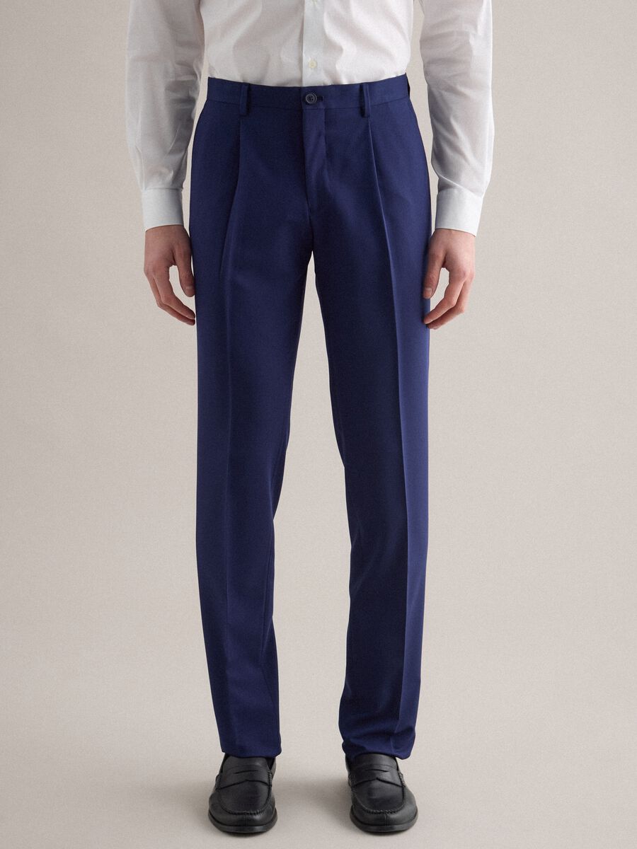 Slim Fit Blue Smart Trousers_1