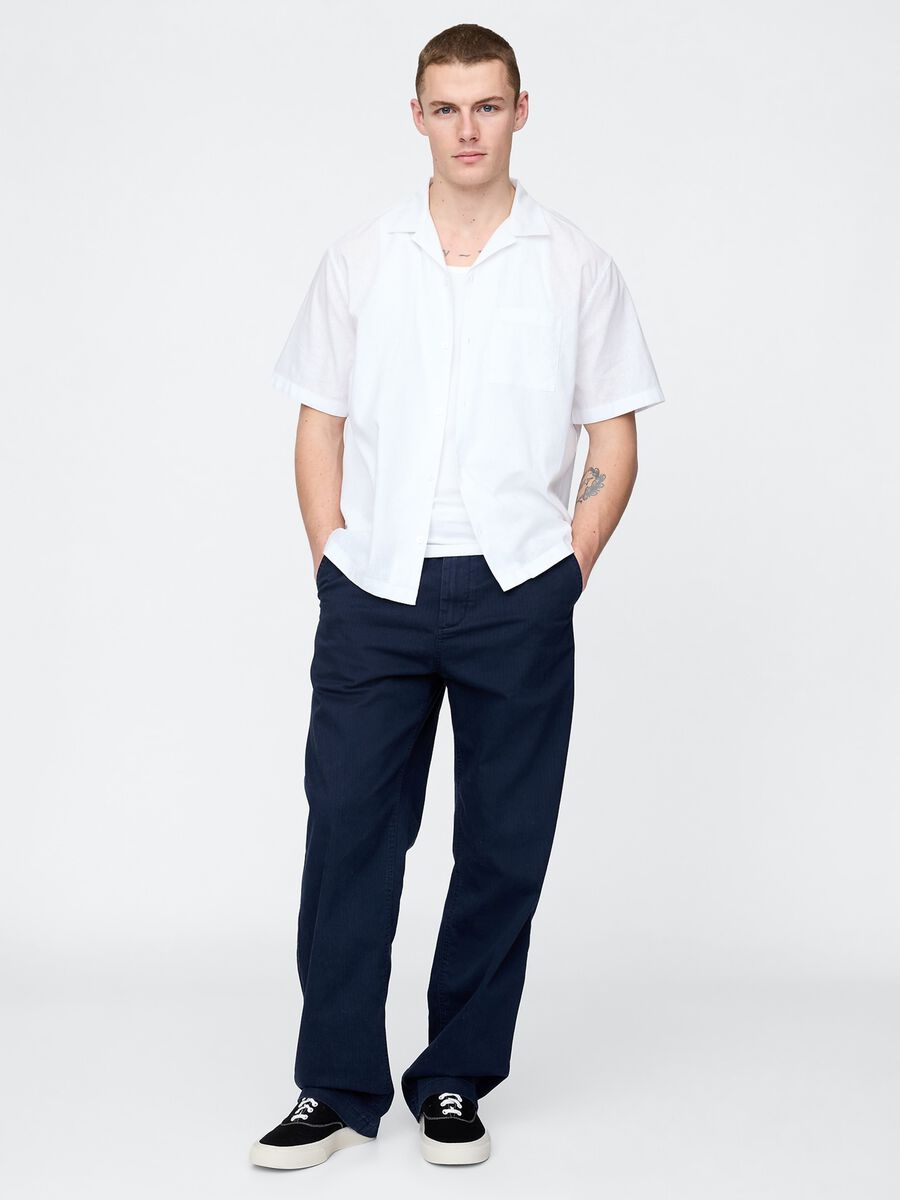 White Short-Sleeve Linen and Cotton Shirt by Gap_1