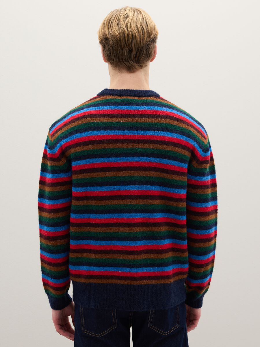 Maglione a righe regular fit multicolor in misto lana_2