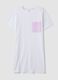 White pure cotton nightshirt with striped chest pocket_4