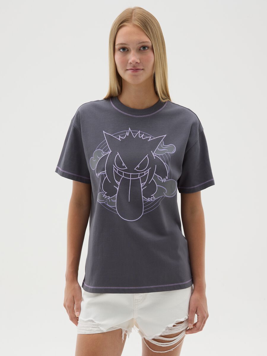 Grey Manga T-shirt with Gengar print_0