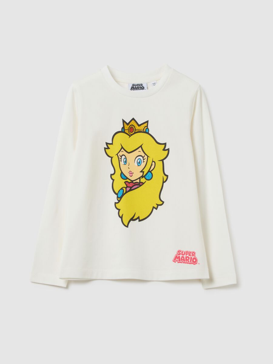 White girls' stretch cotton T-shirt, regular fit with print_0