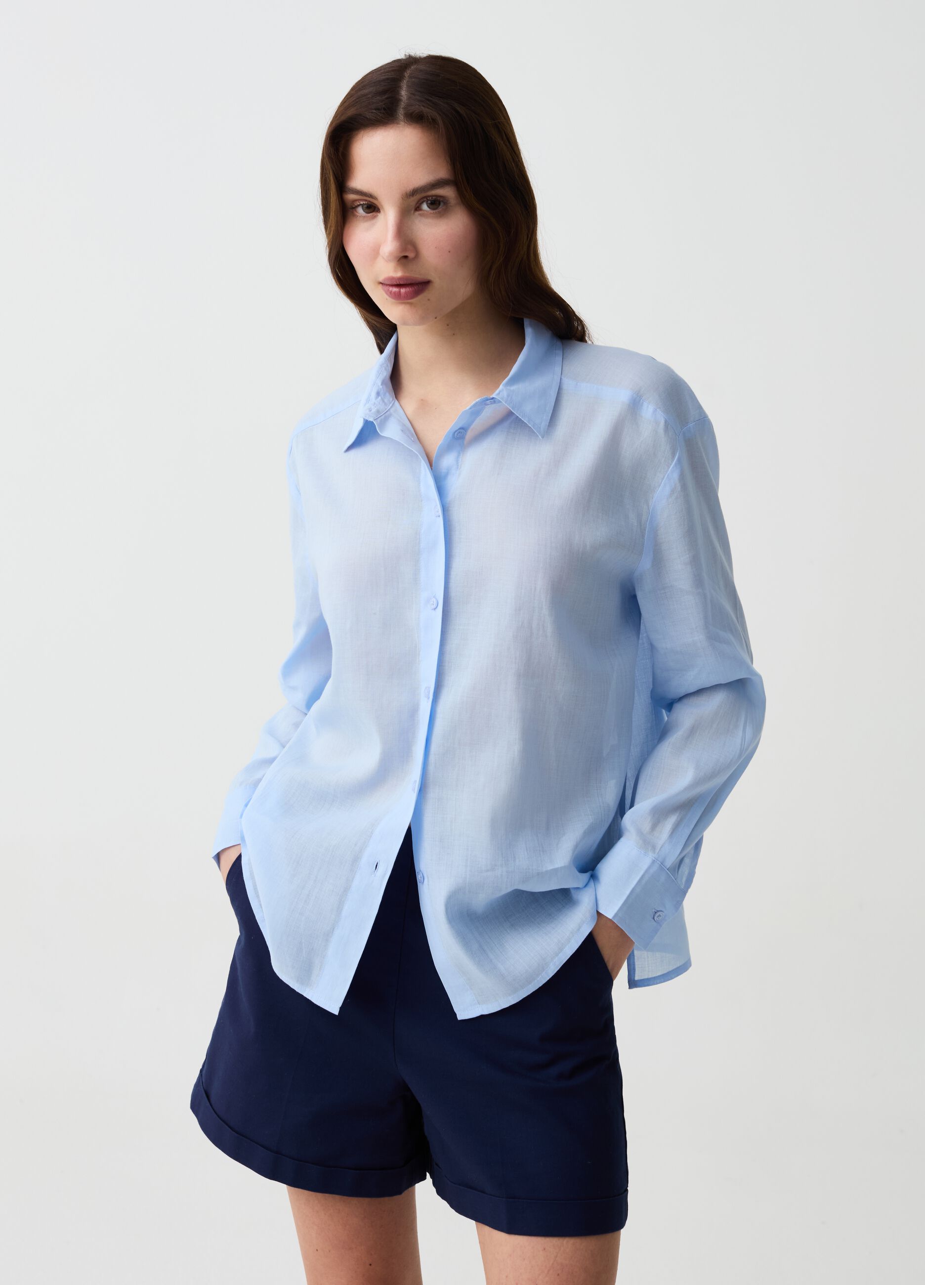 Camicia in ramie e cotone