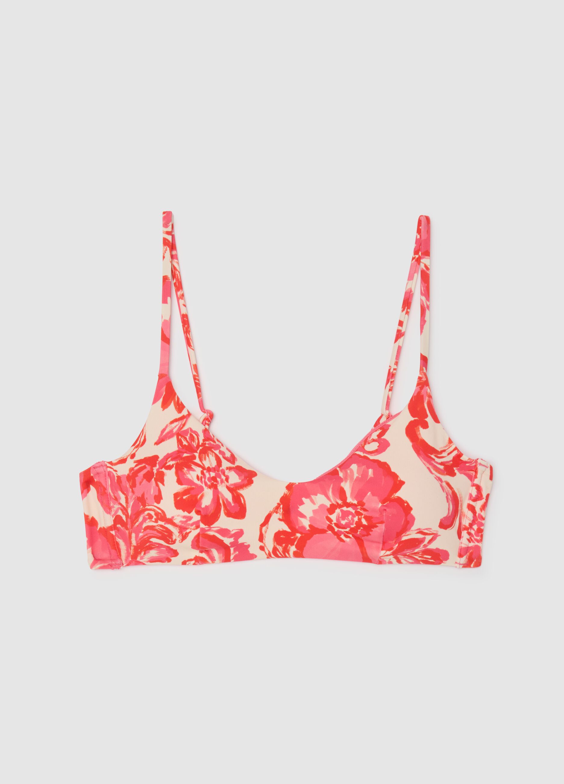 Bralette bikini da donna con fantasia a fiori