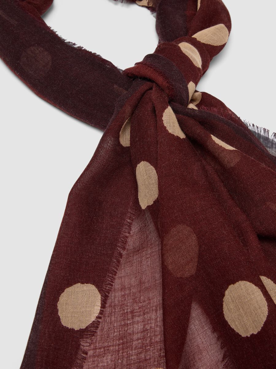 Brown polka-dot wool-blend scarf_1
