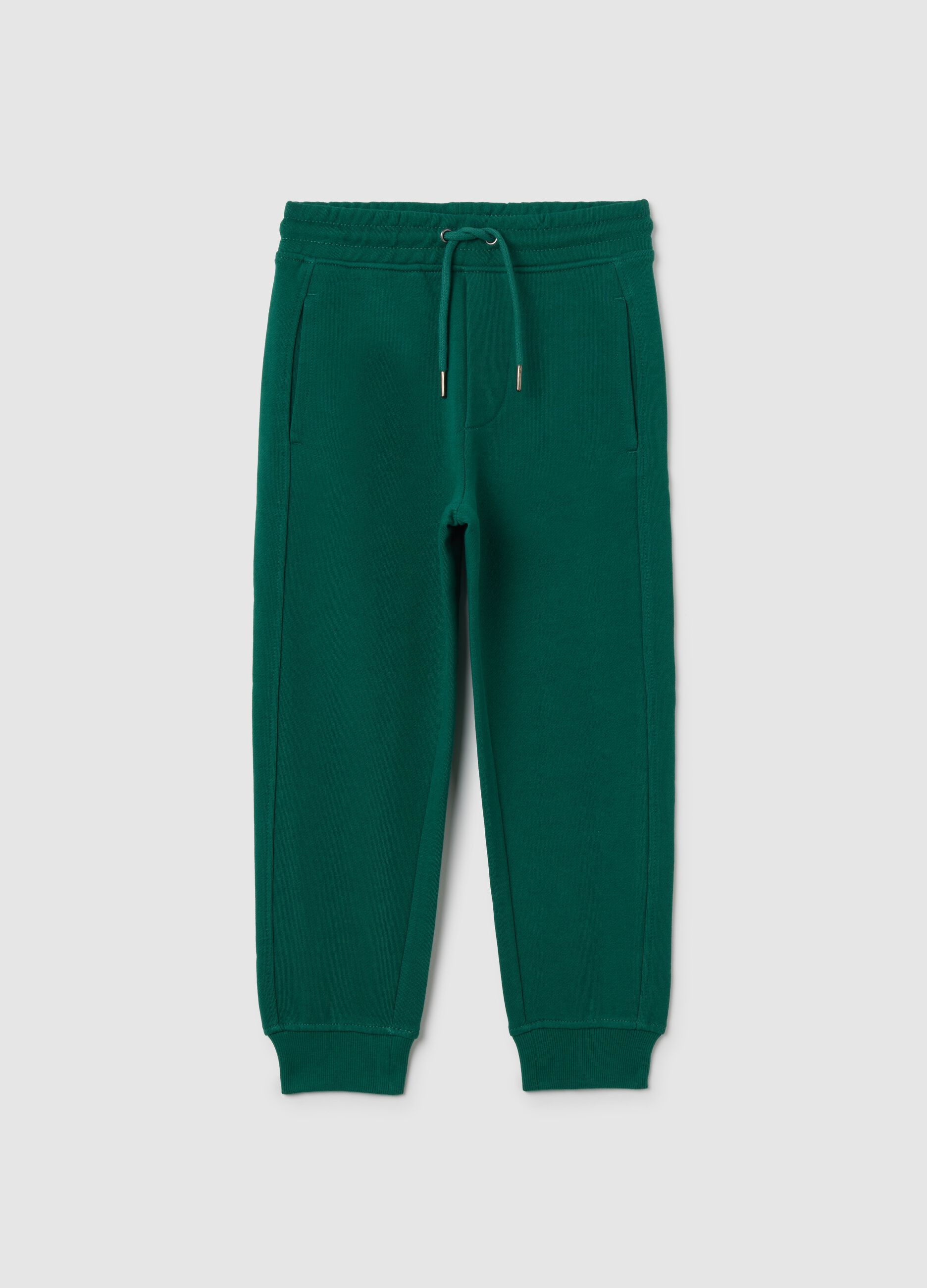 Boys' green pure cotton regular fit trousers