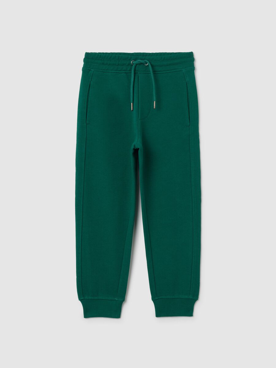 Pantaloni da ragazzo in puro cotone verde regular fit_0