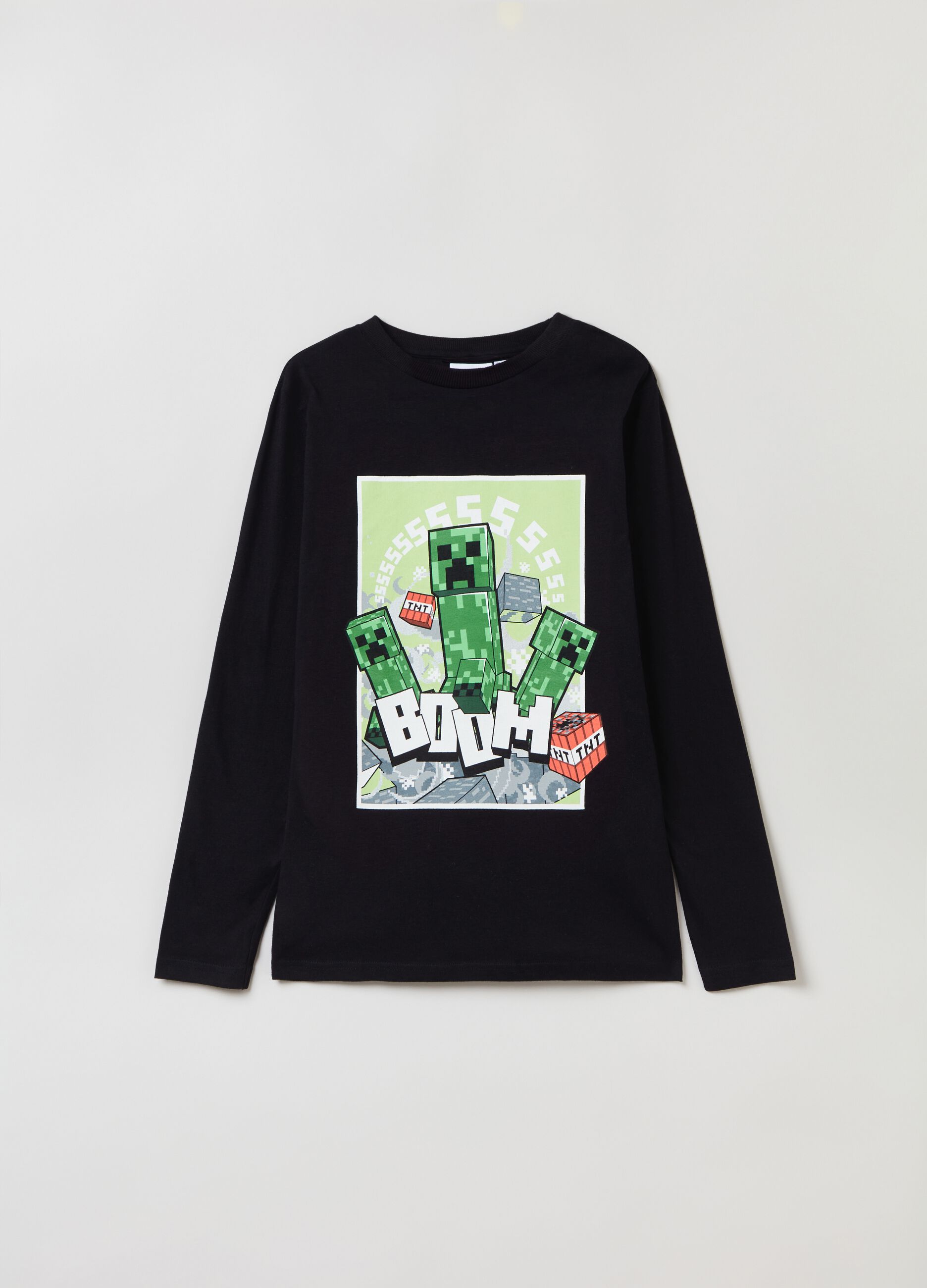 T-shirt a maniche lunghe stampa Minecraft