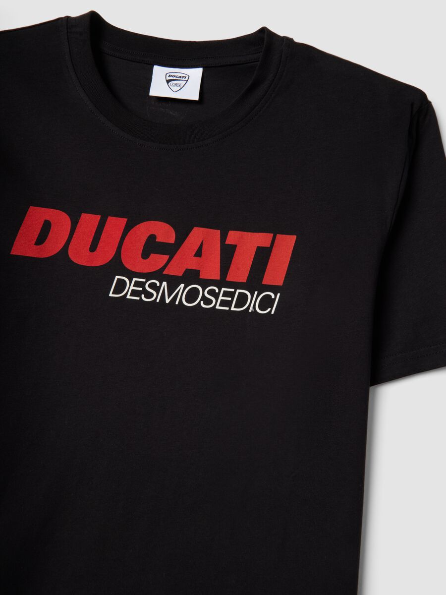 Black regular fit pure cotton T-shirt with Ducati print_5