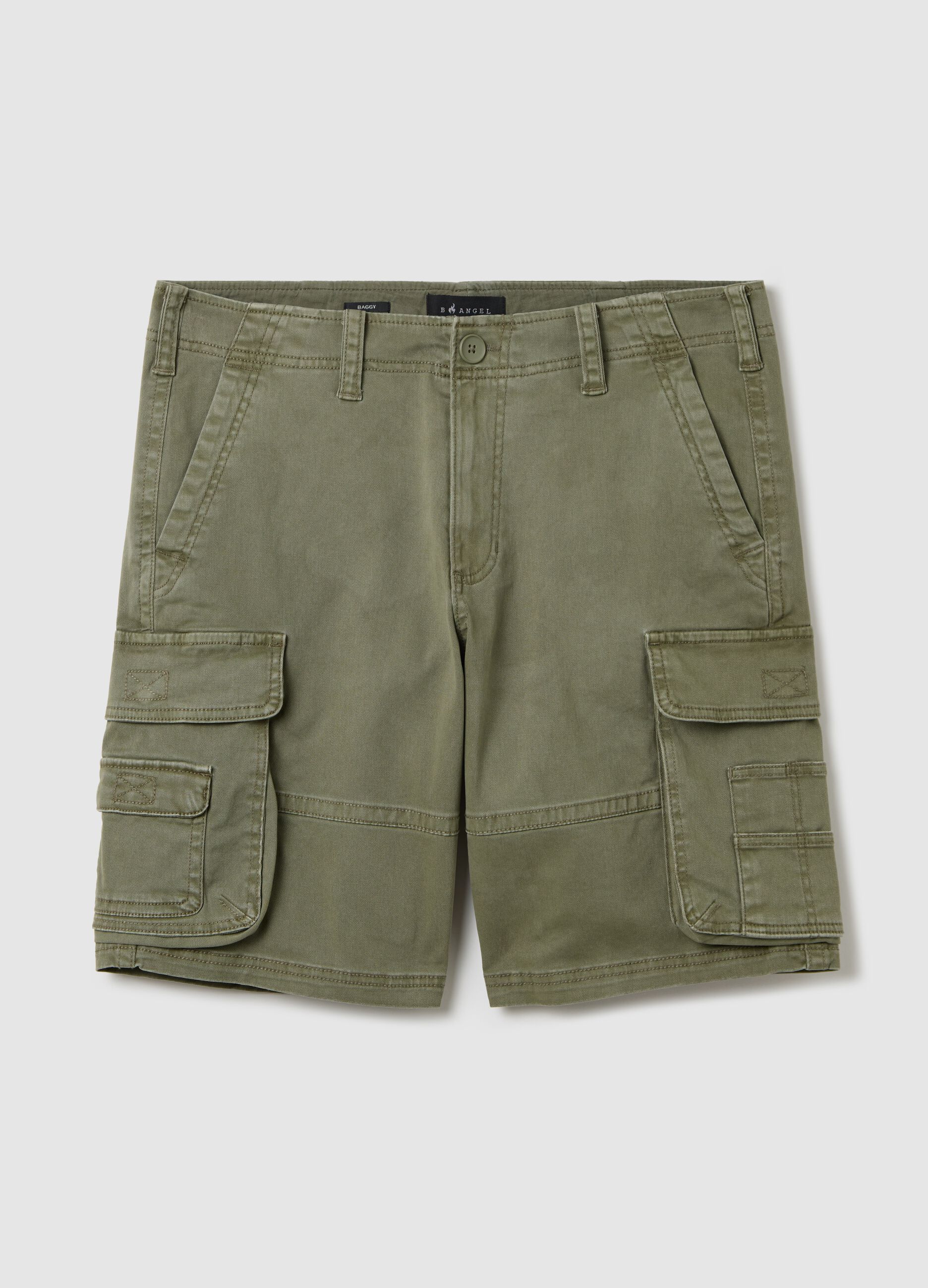 Green Bermuda shorts in stretch cotton