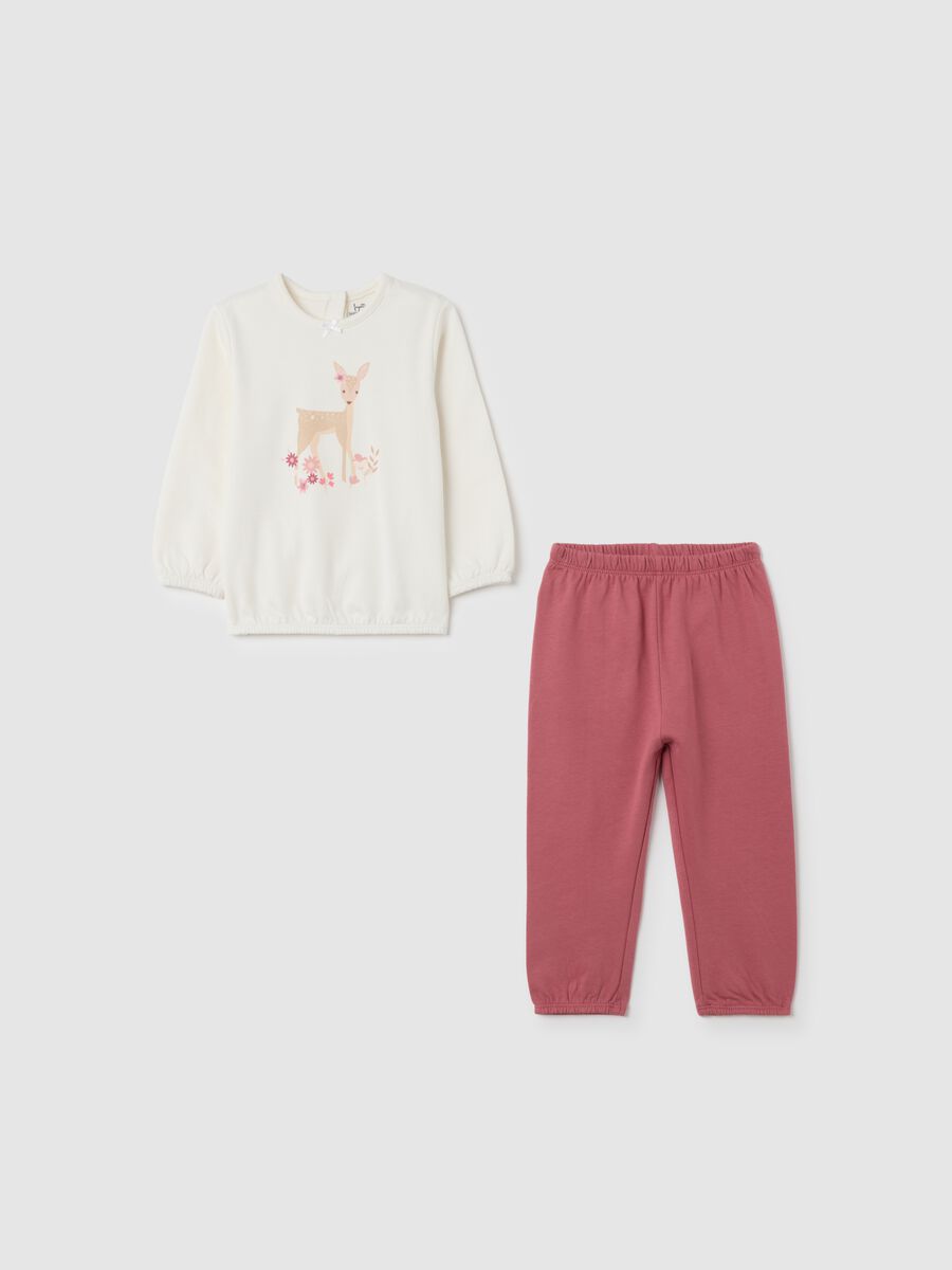 Baby girl pyjamas in pure multicolour cotton with print_0