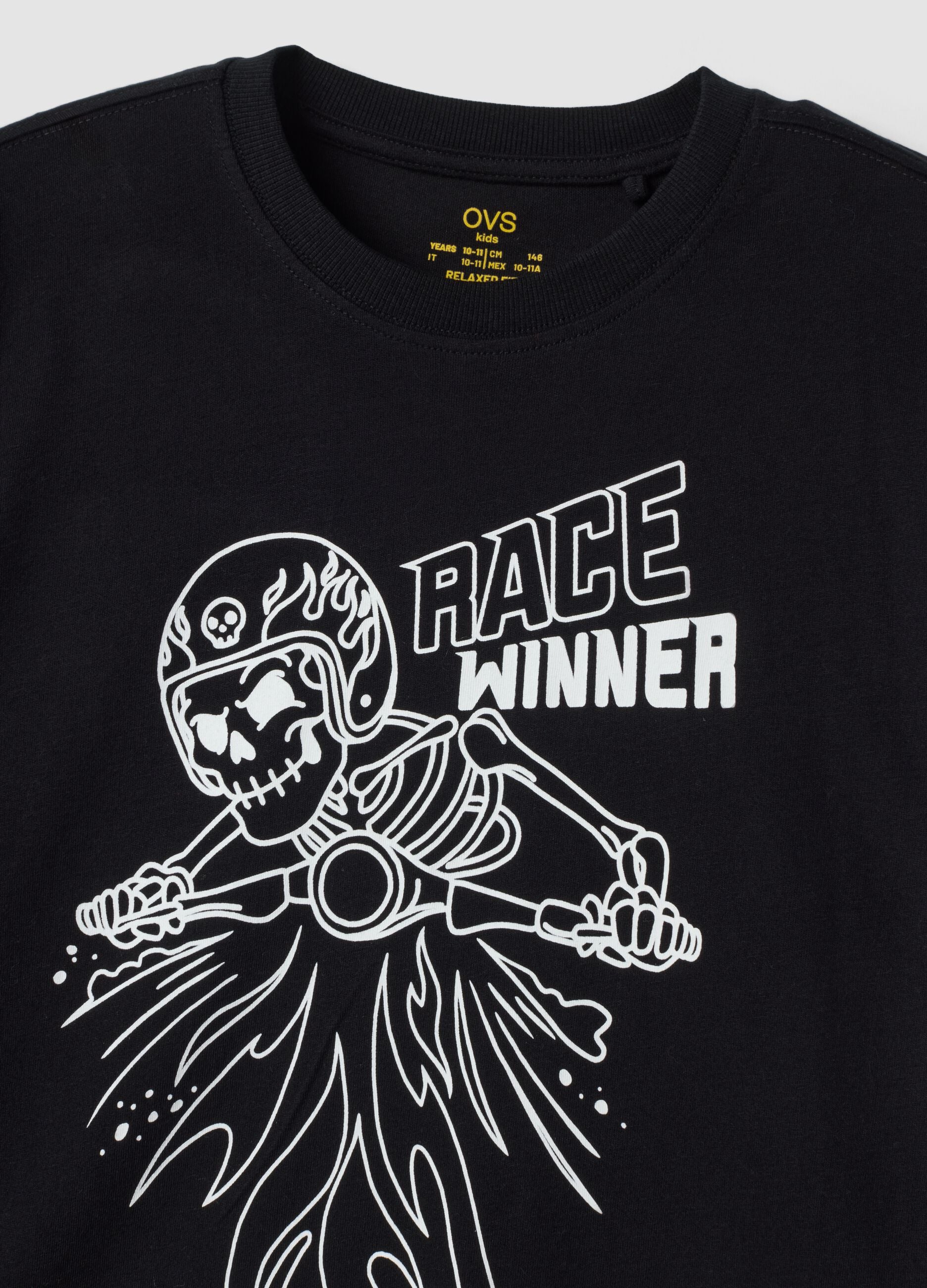 Black organic cotton crew-neck T-shirt