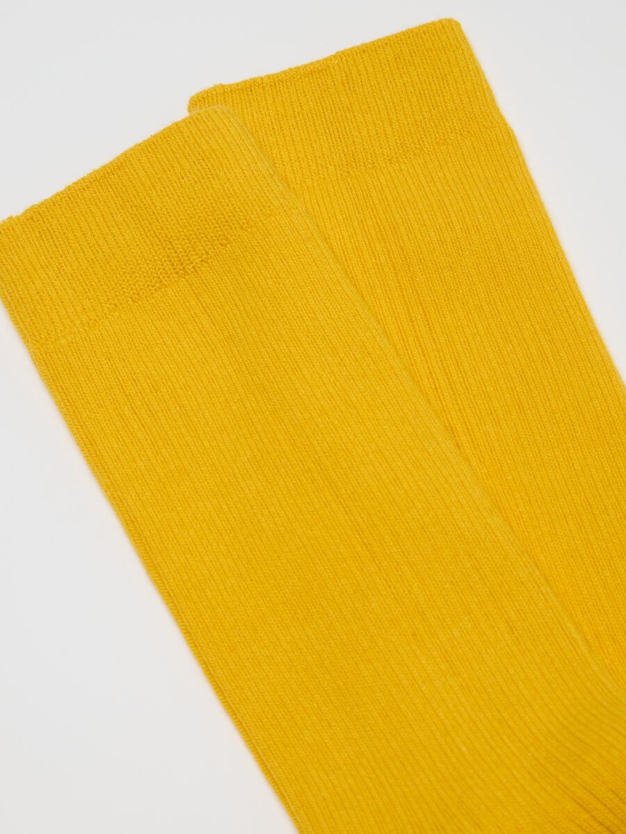 Calze midi gialle in misto cotone_1