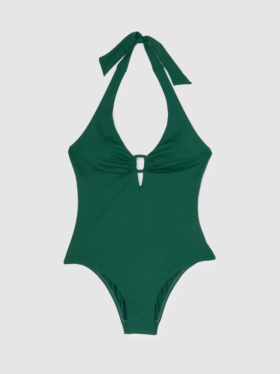 Women’s one-piece swimsuit in green stretch fabric_4