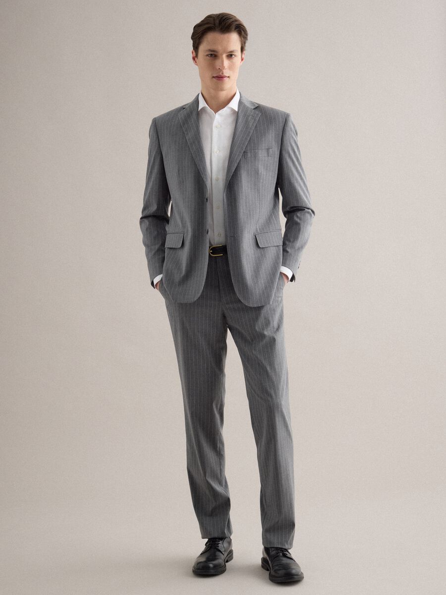 Completo gessato grigio regular fit_0