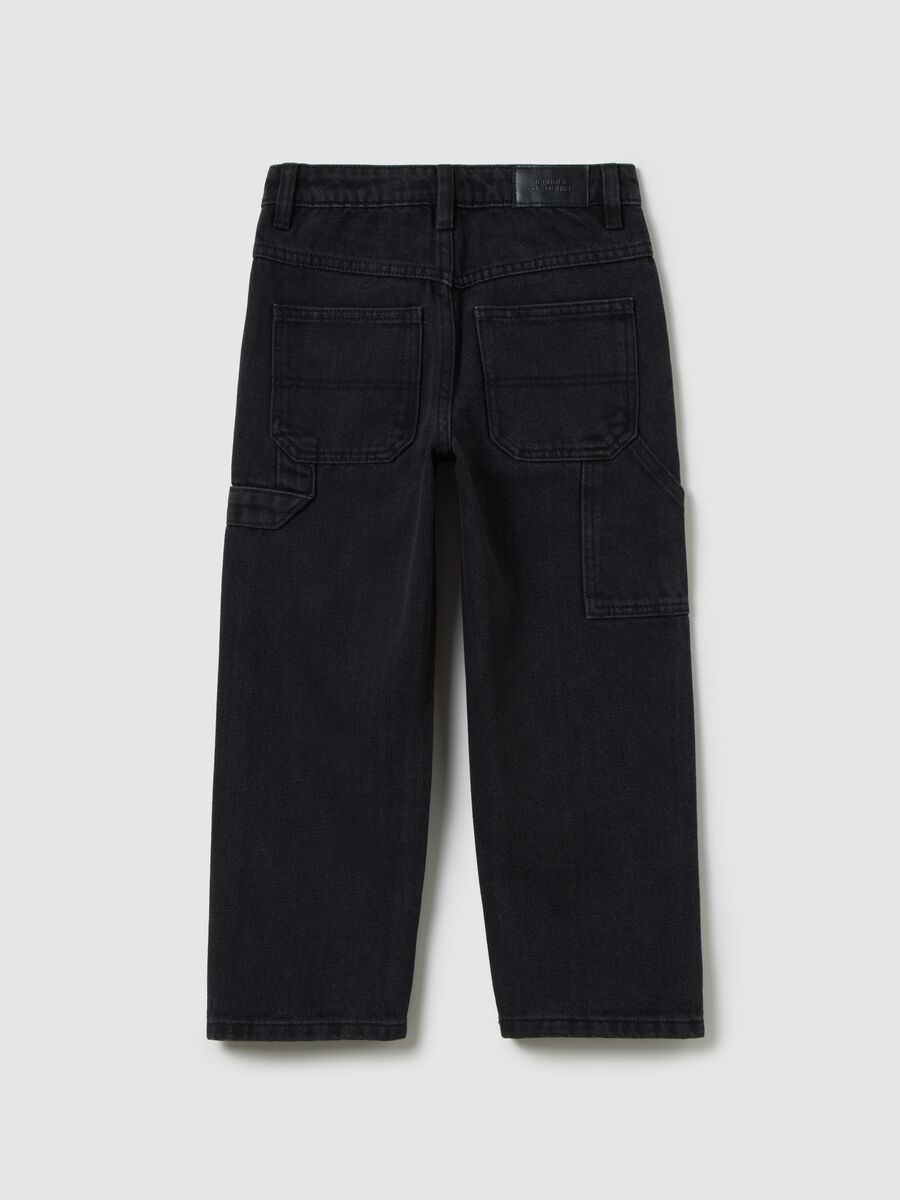 Jeans da bambino neri in misto cotone_1