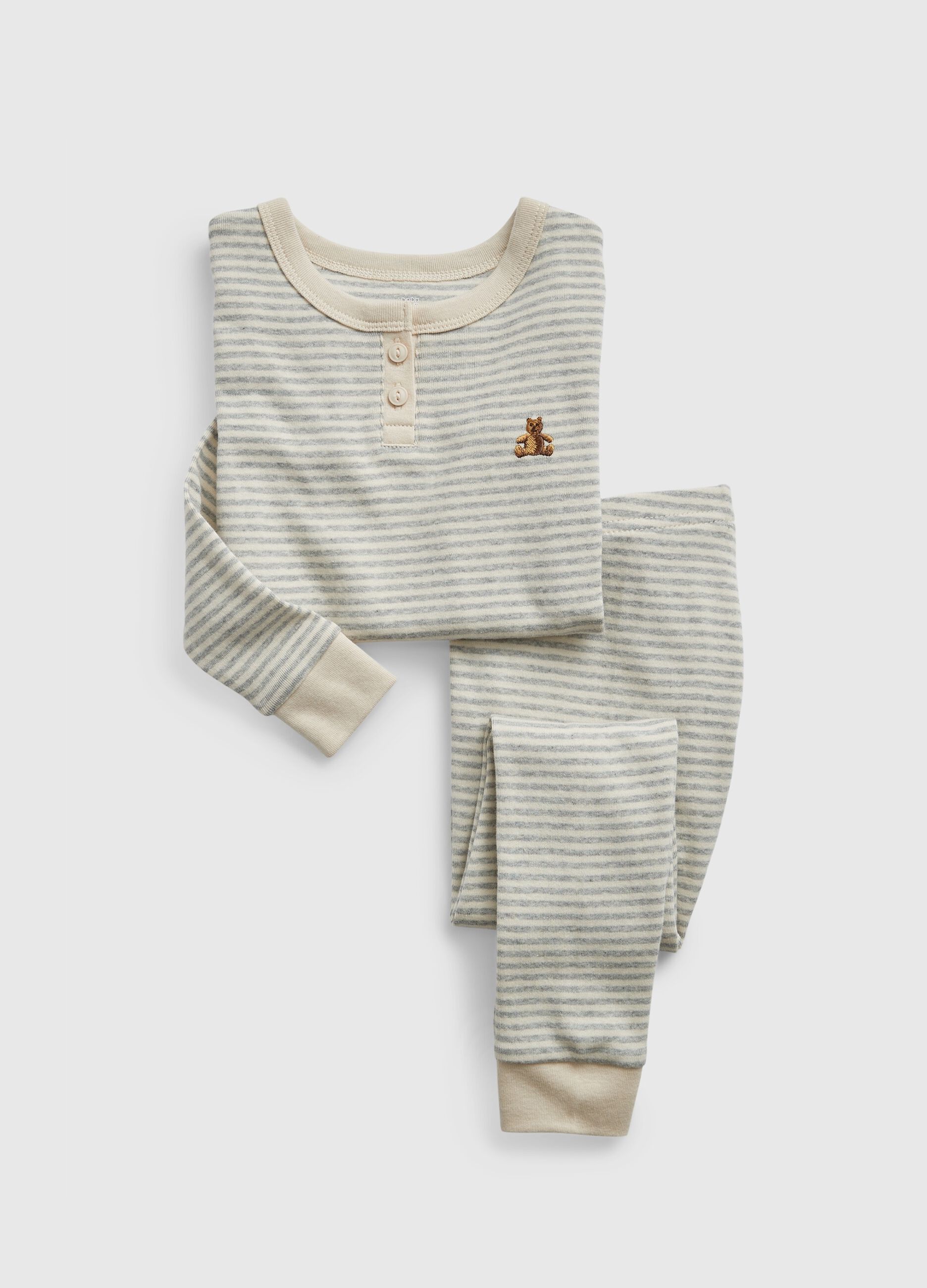 Full-length pyjamas with striped pattern