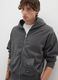 Black cotton blend hoodie with zip_0