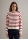 Maglione beige a righe rosse in puro cotone regular fit_2