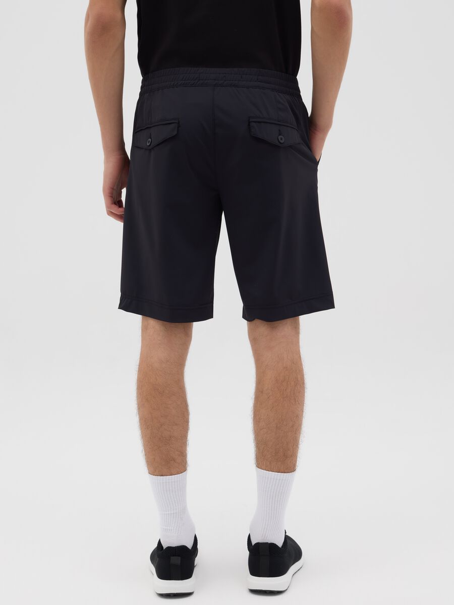 Black Regular Shorts with Elastic Waist_2