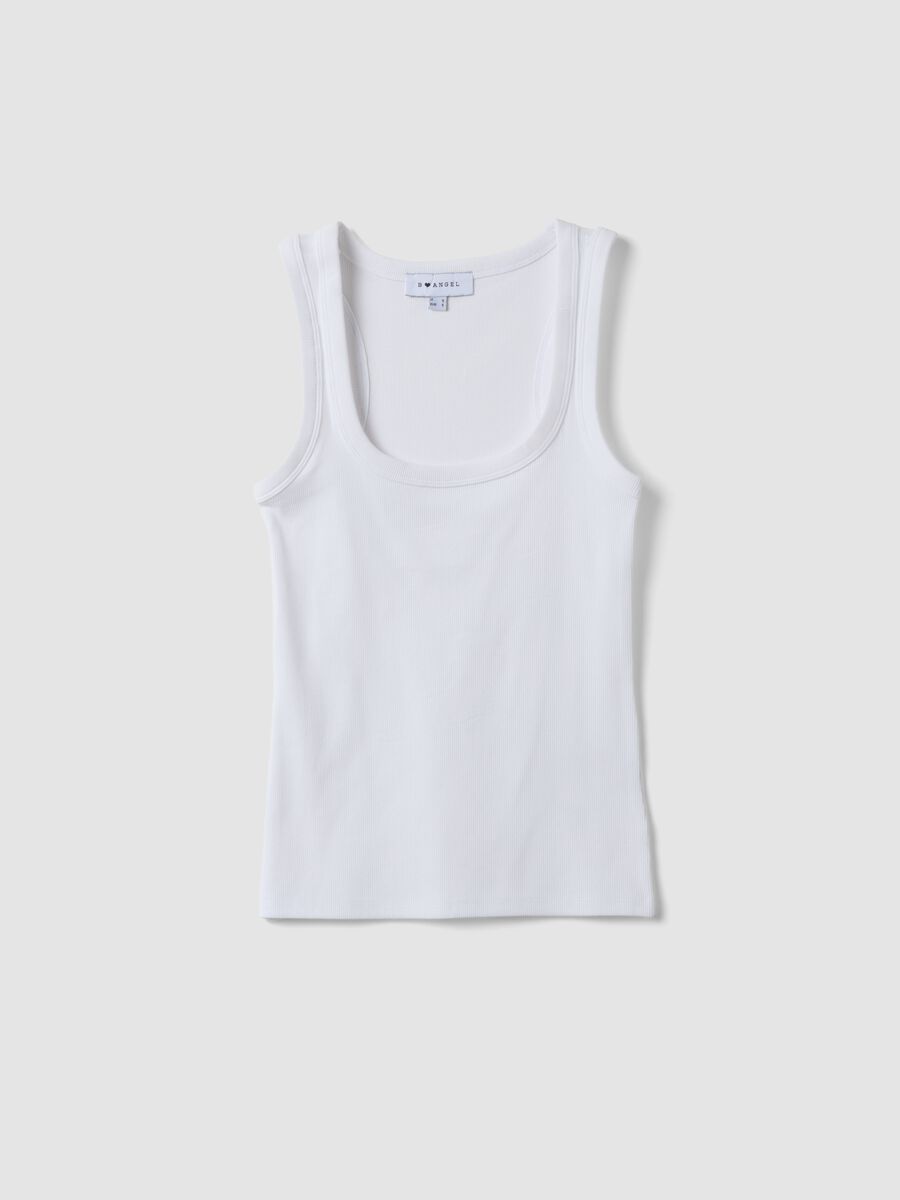 White stretch cotton tank top_4