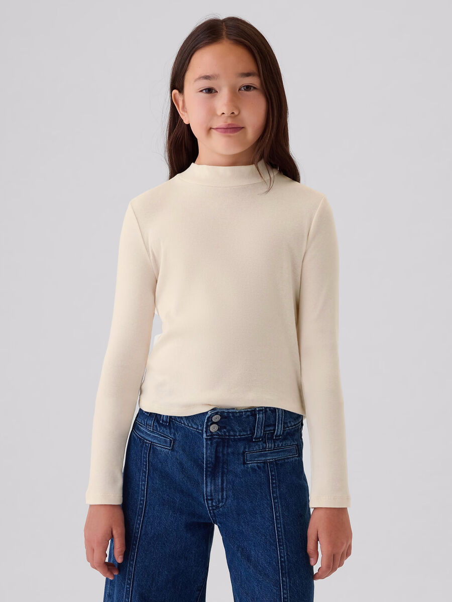 Long-sleeved T-shirt with mock neck_0