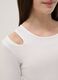 White cotton blend slim fit boat neck top for girls_2