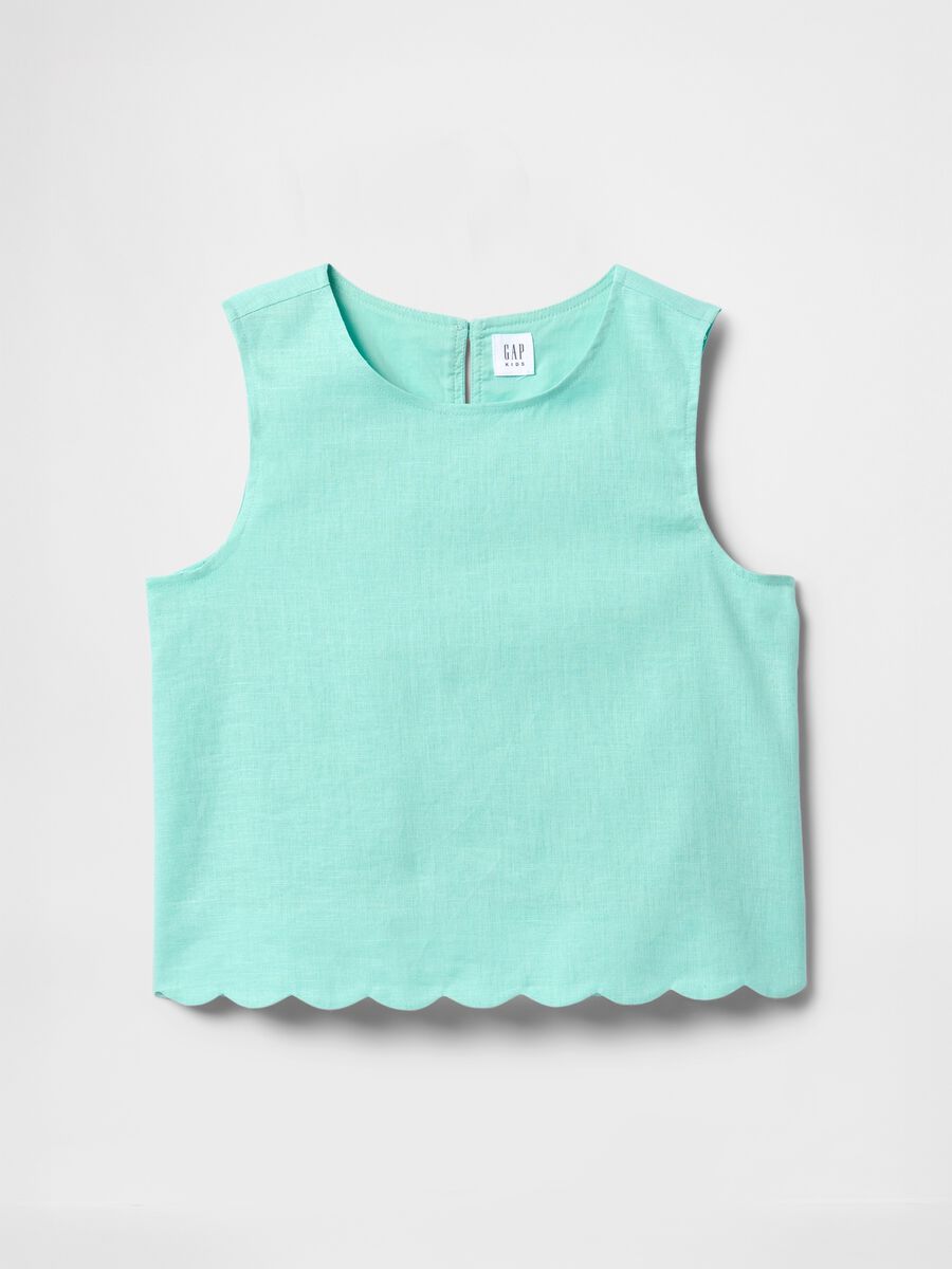 Sea green top with wave trim_3