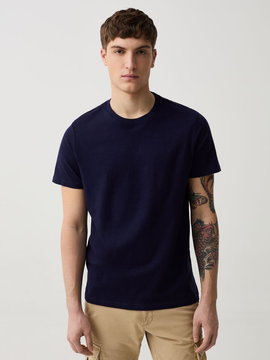 Round-neck T-shirt in jersey slub_0