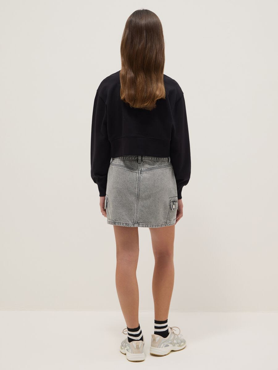 Girl's grey pure cotton skirt regular fit with belt_1