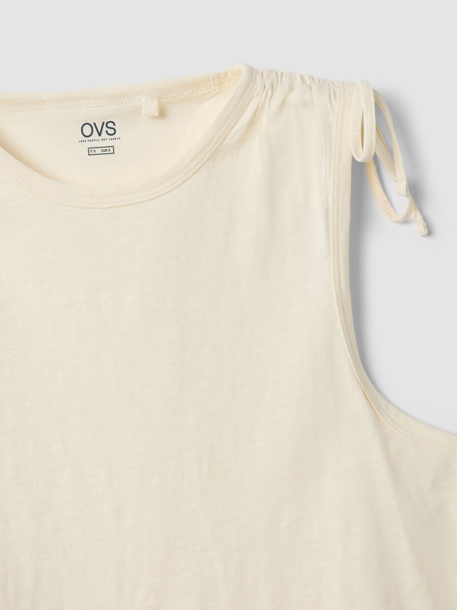 Top beige in puro cotone con laccetti sulle spalle_5