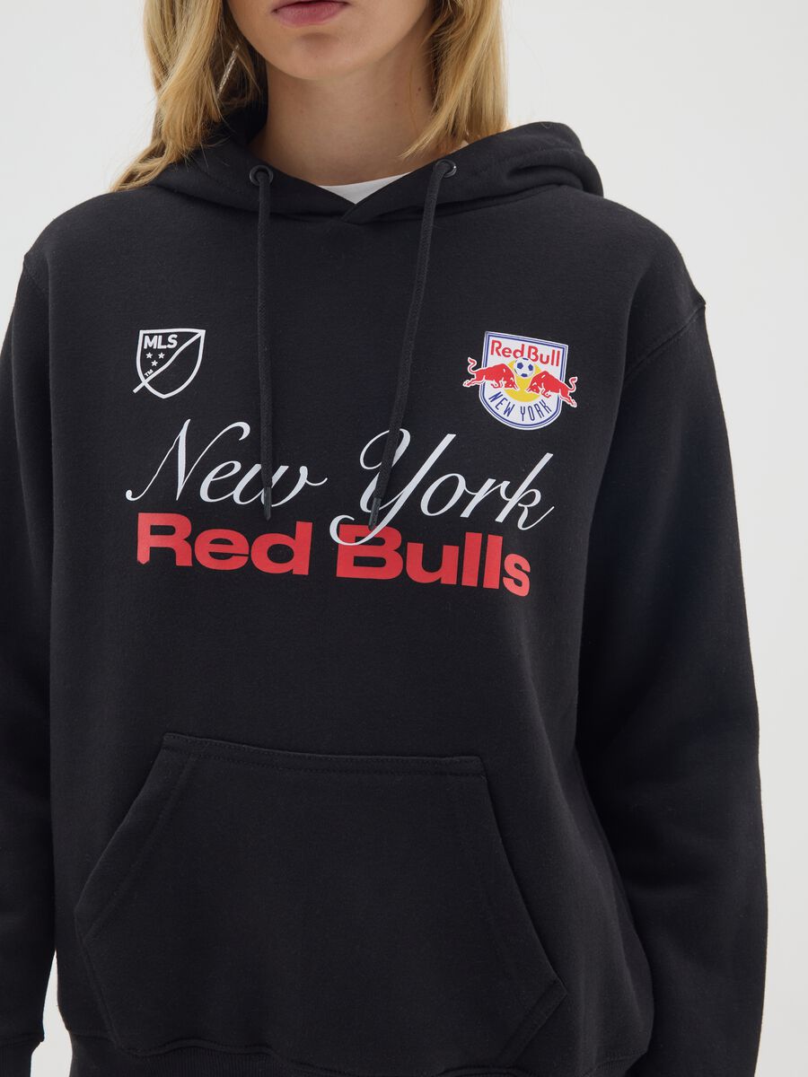 Black cotton blend hoodie with New York Red Bulls logo_3