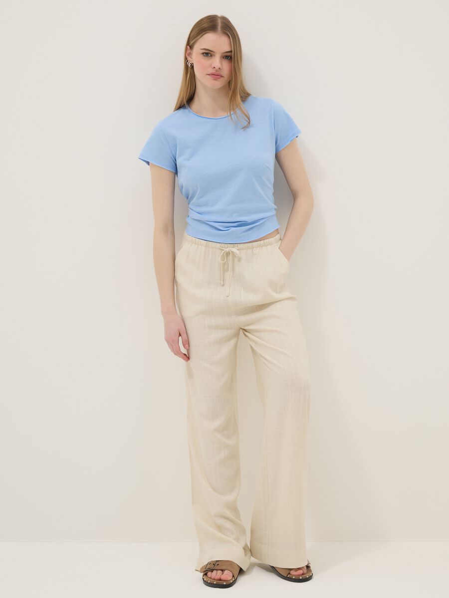 Sky blue pure cotton short-sleeve T-shirt, regular fit_1