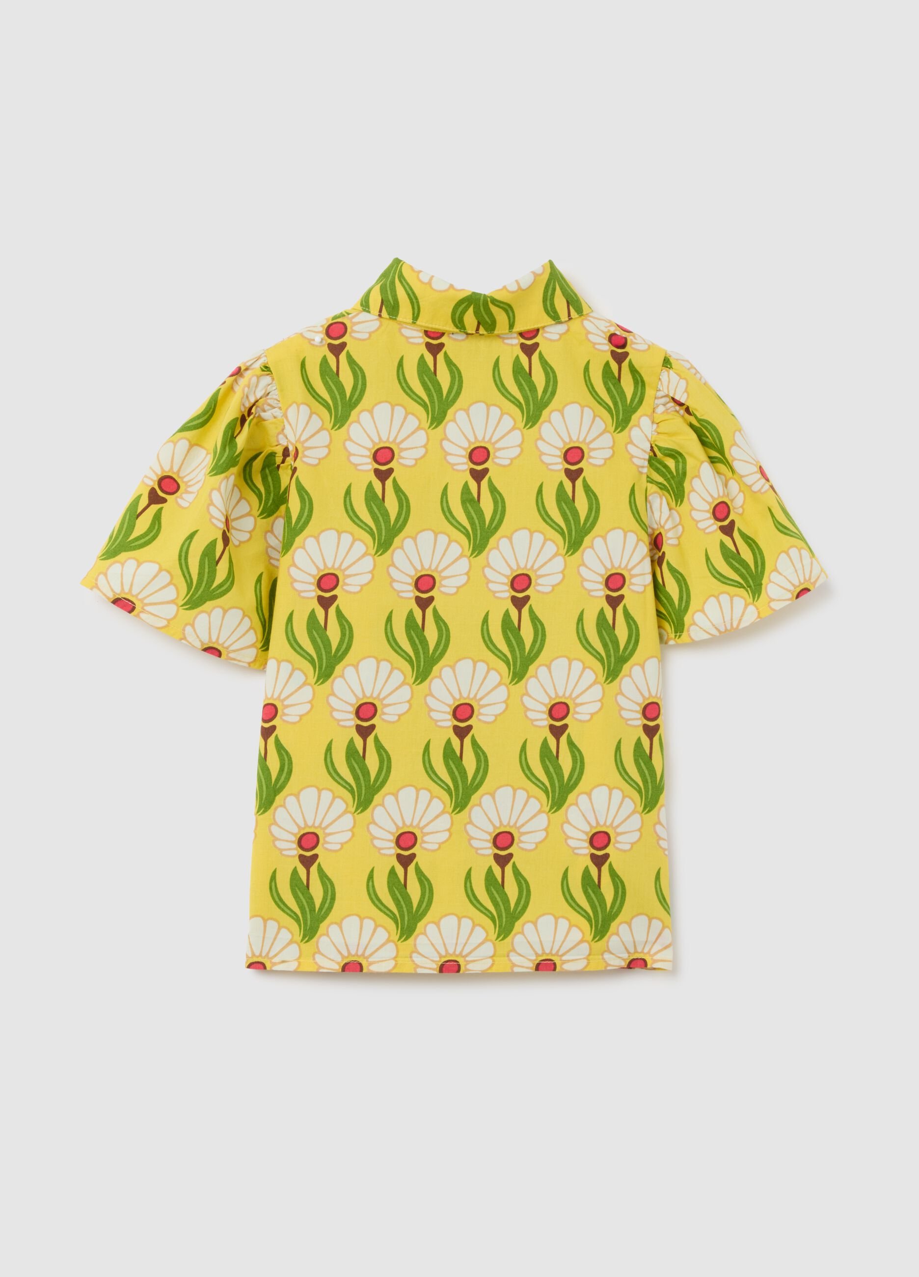 Girls' multicolour pure cotton regular fit shirt with floral print