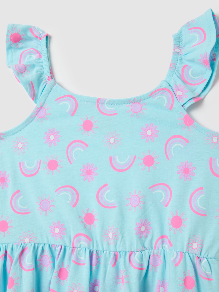 Multicoloured pure cotton dress for girls with pattern_2