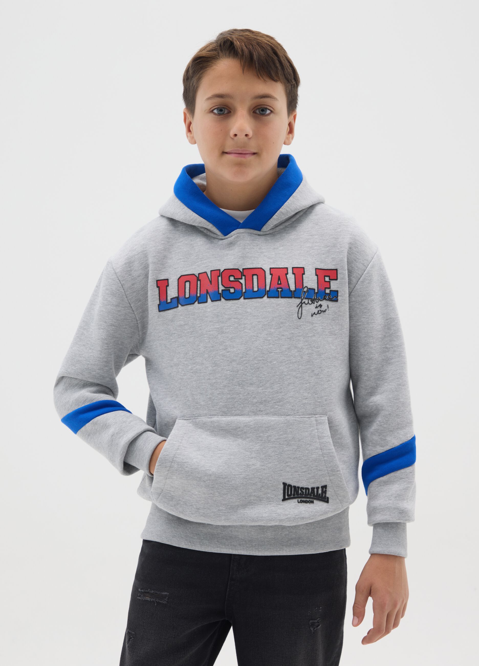 Children's grey cotton blend hoodie regular fit