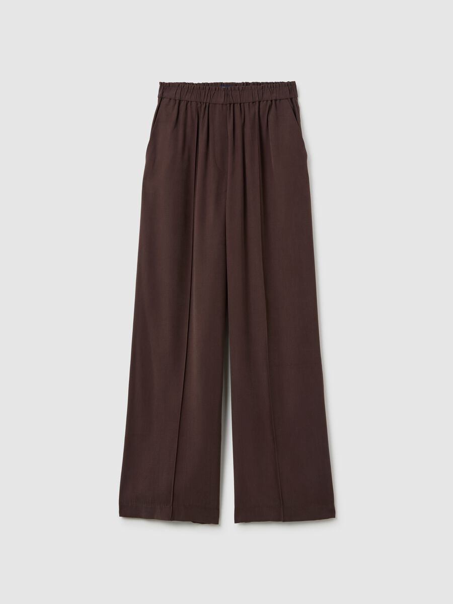 Pantaloni The Iconic Pants marroni a gamba larga_4