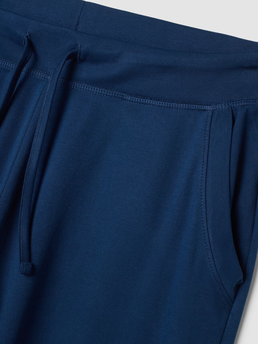 Pigiama blu navy in puro cotone organico con girocollo_1
