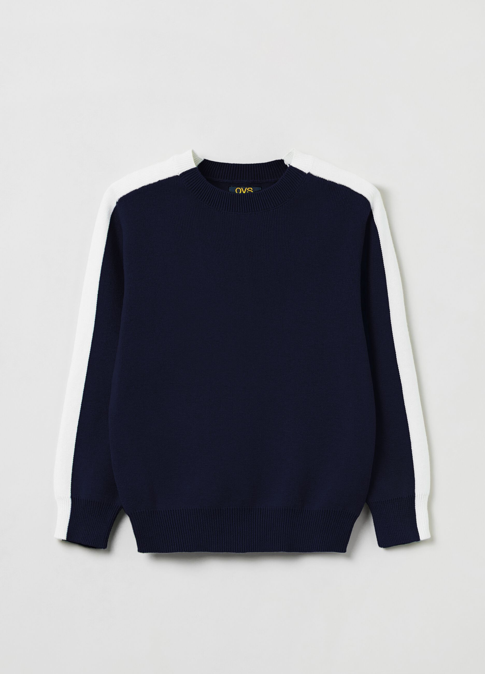 Pullover in cotone bicolore_0