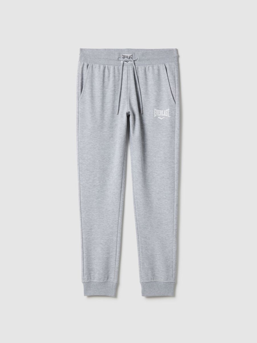 Grey cotton blend joggers regular fit with Everlast logo_4